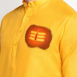 DEVOILER Ethnic Motifs Printed Band Collar Long Sleeve Straight Kurta With Pyjama image 5