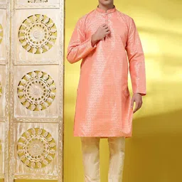 Moda Rapido Men Ethnic Motifs Embroidered Regular Thread Work Kurta with Pyjamas image 3