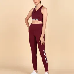 nexstep Typography Women Maroon Tights image 5