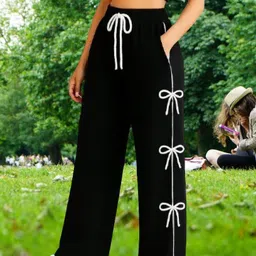 v crone Women Regular Fit Black Polyester Trousers image 2