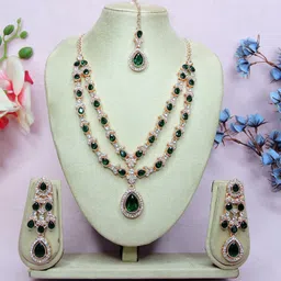 vatsalya creation Alloy Gold-plated Green Jewel Set image 2