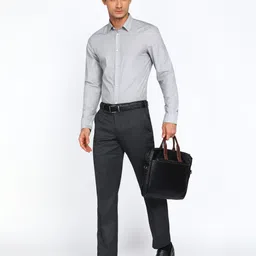park avenue Men Regular Fit Grey Polyester Trousers image 2