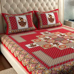 vnv creation Cotton Double Flat 144 TC Printed Bedsheet image 2