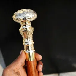 antiquehouse beautiful walking stick with victoria brass handle and solid wood Walking Stick image 4