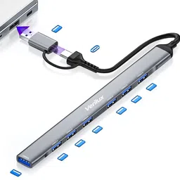 Verilux USB Hub 7 in 1 High Speed USB 3.0 Hub Multiport Support Charging & Data Transfer USB Hub 7 in 1 High Speed USB 3.0 Multiport Extension Docking Station-picture-10