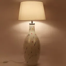 sapphire Forli White Fabric Shade Night Lamp With Glass Base image 3