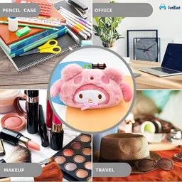 funblast Fur Pencil Pouch for Girls | Multipurpose Zipper Case for Kids, Cosmetic Pouch for Girls Art Polyester Pencil Box image 4