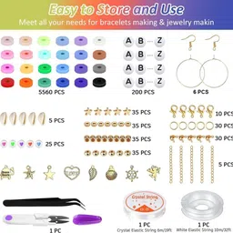 trexee Clay Beads for Bracelet Making Kit, 6000pcs+ 24-Color Flat Polymer Beads Set image 2