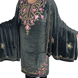 harsh Women Velvet Kurti Pant Dupatta Set image 4