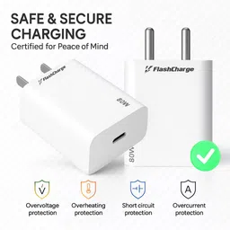 shopbucket 80 W Quick Charge 7.3 A Wall Charger for Mobile with Detachable Cable image 3