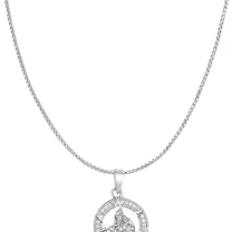 Zarkan Silver Radha Krishna Pendant With Chain Rhodium Zircon Silver-picture-22