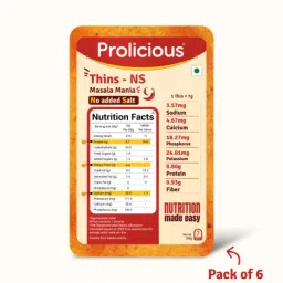 Prolicious High Protein No Salt Masala Mania Thins (Pack of 6, 50gm each)-image-29