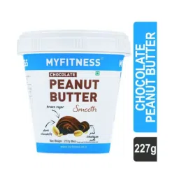MYFITNESS Chocolate Peanut Butter Smooth 227g | 22g Protein | Tasty & Healthy Nut Butter Spread | Dark Chocolate| Vegan | Cholesterol Free & Gluten Free | Smooth Peanut Butter | Zero Trans Fat-image-2