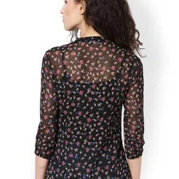 Harpa Women Black Printed Sheer Top image 2