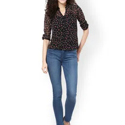 Harpa Women Black Printed Sheer Top image 5