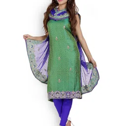 Chhabra 555 Green & Blue Brocade Unstitched Dress Material-picture-23