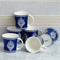 femora Blue 160 ml Ceramic Block Print (Set of 4) Tea Cup Set-picture-30