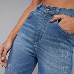 dolce crudo Women Skinny High Rise Blue Jeans image 5