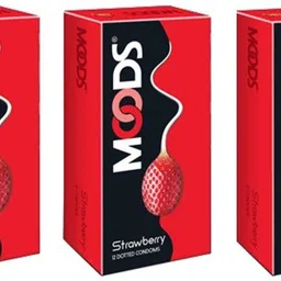 moods Strawberry flavoured condoms 12S Pack of 3 Condom-picture-12