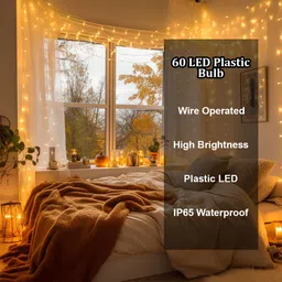 fizzytech 60 LEDs 20 m Yellow Steady String Rice Lights image 4