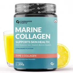 Carbamide Forte Marine Collagen Powder Supplement 200g |20 Serving | Organe Flavour | Women & Men-image-47