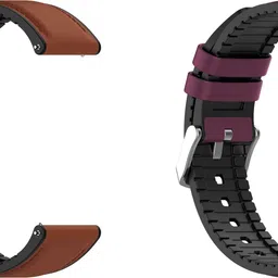 ACM WSM33U20BRPU1005 Pack of 2 Watch Strap Leather Silicone 20mm for Amazfit Bip S Lite Smartwatch (Brown/Purple) Smart Watch Strap image 3