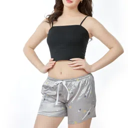 weet Printed Women Grey Denim Shorts image 4