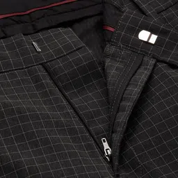 Peter England Men Charcoal Grey Checked Neo Slim Fit Formal Trousers image 5