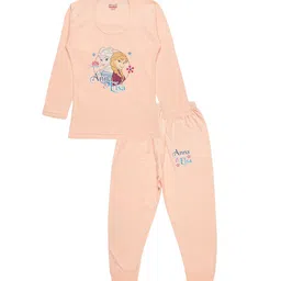 Bodycare Kids Girls Peach Anna & Elsa Printed Cotton Thermal Set-picture-27