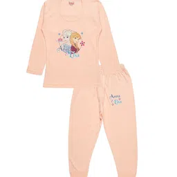 Bodycare Kids Girls Peach Anna & Elsa Printed Cotton Thermal Set-image-43