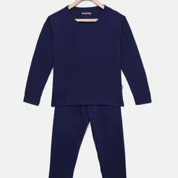 mackly Kids Navy Blue Solid Thermal Set-picture-29