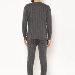mack jonney VIMAL JONNEY Men Grey Striped Thermal Setup image 5