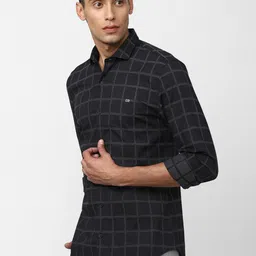 Peter England Men Slim Fit Windowpane Checked Semi Formal Shirt image 3