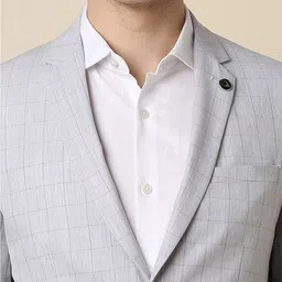Allen Solly Checked Slim-Fit Single-Breasted Two-Piece Formal Suit image 3