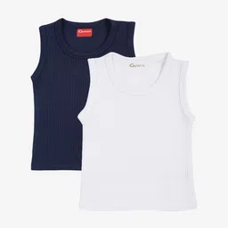 Kanvin Boys Navy blue & White Pack Of 2 Solid Thermal Tops-picture-11