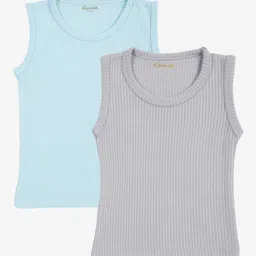 Kanvin Boys Pack Of 2 Turquoise & Grey Ribbed Cotton Thermal Tops-picture-14