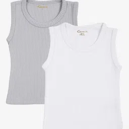 Kanvin Boys Pack Of 2 Grey & White Ribbed Cotton Thermal Tops-picture-15