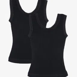 Kanvin Girls Pack of 2 Black Self Design Thermal Tops-picture-45