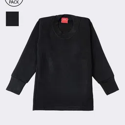 Lux Cottswool Boys Pack Of 2 Black Solid Cotton Thermal Tops-image-19