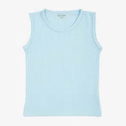 Kanvin Boys Pack Of 2 Turquoise & White Ribbed Cotton Thermal Tops image 2