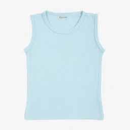 Kanvin Boys Pack of 2 Blue Ribbed Thermal Vests image 3