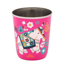 Chumbak Pink Elephant Printed Stainless Steel Tumbler-image-2