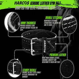 harcos Real Leather Power Lifting back Pain support & Squatting Fitness Weight no Tear Weight Lifting Belt image 2