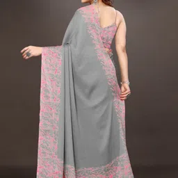 mirchi fashion Solid/Plain, Embellished Daily Wear Chiffon, Georgette Saree image 2
