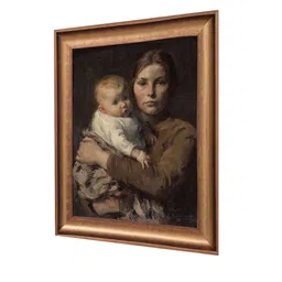 THE VINTAGE ARTISTRY Brown & Beige Antique Women Painting Framed Wall Art image 3