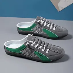 pamaba Stylish Men's Half Back Open Backless Footwear, Lace Up Outdoor Casual Sneakers For Men image 4