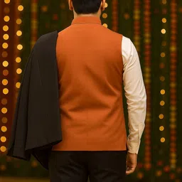 qtsy Solid Men Waistcoat image 2