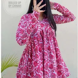 new rjp craft Casual Regular Sleeves Printed Women Pink Top-picture-12