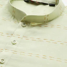MANQ Men Striped Thread Work Pure Cotton Kurta with Pyjamas image 3