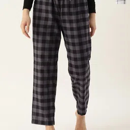 Kryptic Women Pack of 2 Checked Pure Cotton Lounge Pants-picture-32